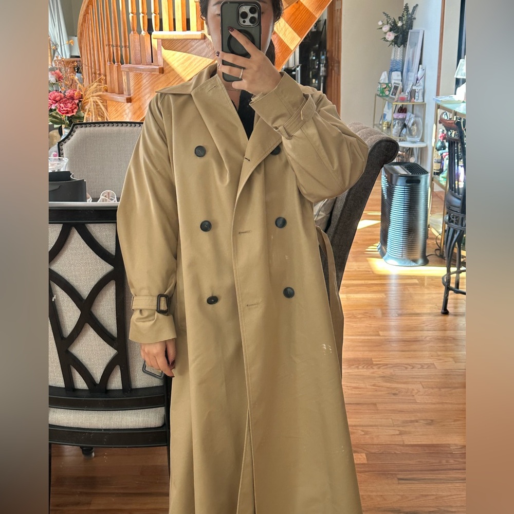 MaxMara Tan Double-Breasted Trench Coat